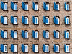 Windows of former Seagram Distillers Building (Seagram Lofts, Waterloo, Ontario, Canada)