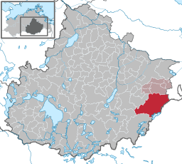 Woldegks läge i Mecklenburg-Vorpommern