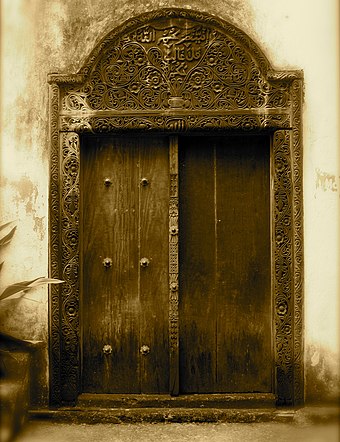 Houses are often decorated with carved door frames