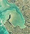 与那覇湾（宮古島市）の空中写真。（2019年撮影）