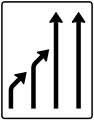 Zeichen 531–25 Einengungstafel – ohne Gegenverkehr – Einzug links, von 4 auf 2 Fahrstreifen