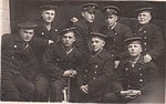 Сын Константин Александрович Кривчиков (во 2-м ряду второй справа) с моряками ЧФ. 1941 г. Одесса.