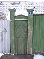 Old wooden gates in Derhachi