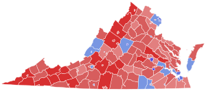 2009 Virginia lieutenant gubernatorial election results map by county.svg