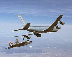 22nd Air Refueling Wing KC-135R Stratotanker refuels F-22A Raptor.jpg