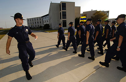 A Company Commander marches his company of trainees at Cape May