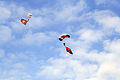 Members of 63rd Paratroop Battalion from Special Brigade of Serbian Army landing with flags during the military exercise "Ušće 2011".