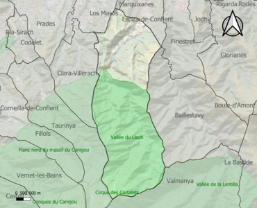 Carte des ZNIEFF de type 1 sur la commune.