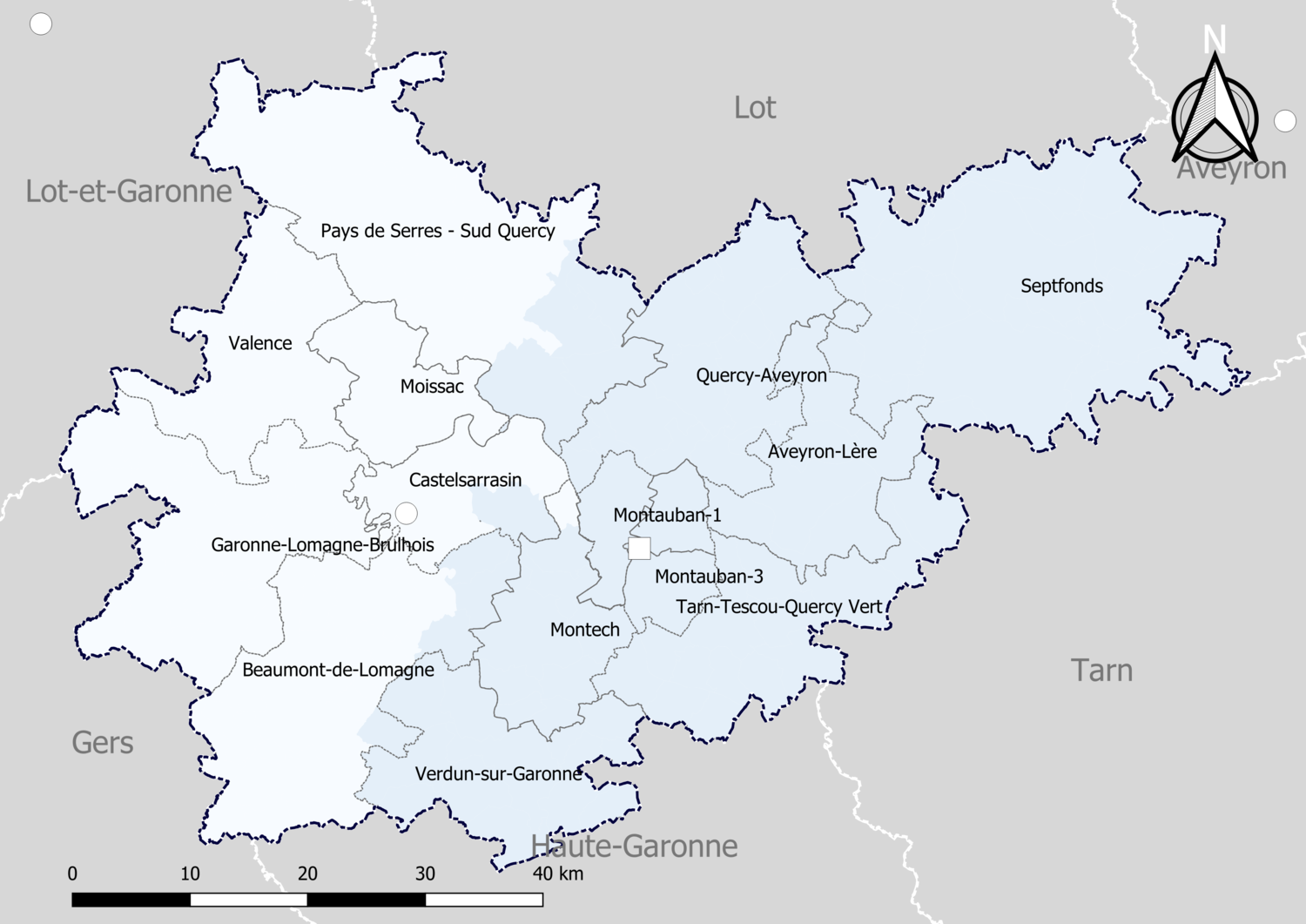 Carte des nouveaux cantons du Lot avec villes et communes