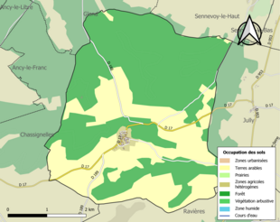 Carte en couleurs présentant l'occupation des sols.