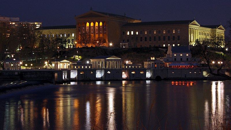 File:A357, Philadelphia, Pennsylvania, USA, Museum of Art and Fairmount Water Works at night, 2009.JPG