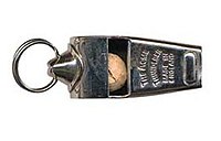 Joseph Hudson invented the world's most successful whistle to date, the 'Acme Thunderer' (the first ever pea whistle). Other firsts for Hudson include the introduction of the football referee whistle and the police whistle. Acme Thunder.jpg