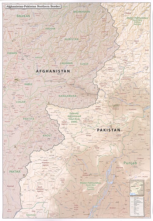 The existing border between Afghanistan and Pakistan.