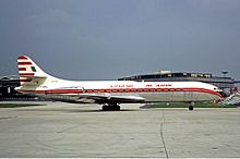 An Air Algérie Sud Aviation Caravelle at Paris Orly Airport in 1971. Air Algérie became the first private French airline in ordering the type in 1958,[14] and received the first of them in early 1960.[15] Caravelles were operated until the mid-1970s.[104]