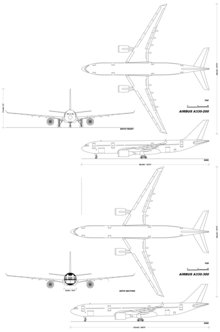 Line drawings of the A330-200 and A330-300, the two most common types in service of Airbus A330 range. Airbus A330 family v1.1.png