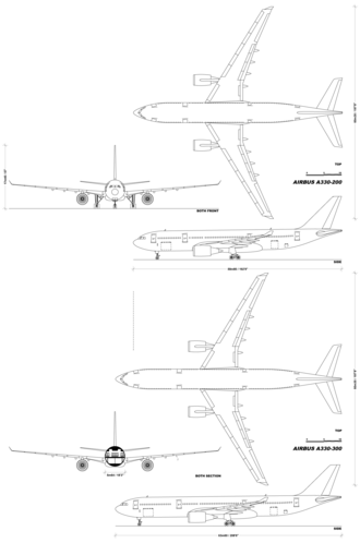 Planche architecturale des A330.