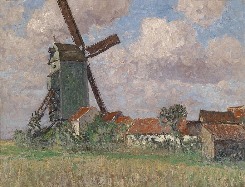 File:Alfred Zoff Windmühle und Dorf in Belgien.jpg