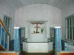 Altar of Pielpajärvi Wilderness Church