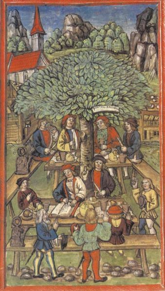 The Amstalden Affair. The picture shows in the back, under the tree, Peter Amstalden in a conspiratorial meeting to rebel against Lucerne with the sup