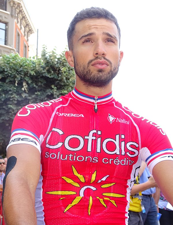 Nacer Bouhanni in his Cofidis jersey at the 2015 Tour de France