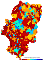 Népességnövekedés településenként 2008 és 2018 között.