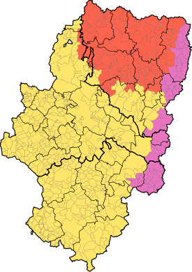 Aragonian kielen levinneisyys Aragonian maakunnassa.