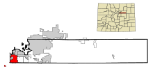 Arapahoe County Colorado Incorporated ve Unincorporated alanları Littleton Highlighted.svg