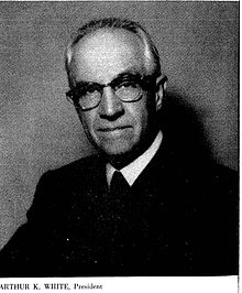 Arthur Kent White was president from 1921 to 1971 Arthur Kent White circa 1965.jpg
