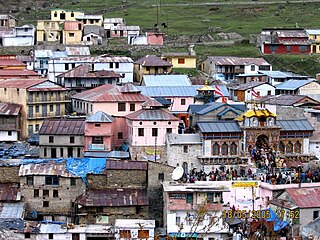 Badrinath Town in Uttarakhand, India