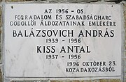 Balázsovich András és Kiss Antal emléktáblája