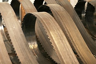Band saw blades in wood mill