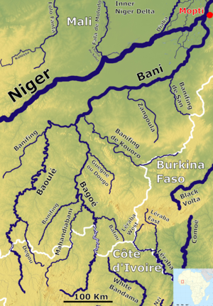 Localização do Bani como afluente do rio Bani