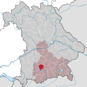 バイエルン州におけるシュタルンベルク郡の位置