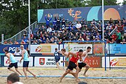 Deutsch: Beachhandball Europameisterschaften 2019 (Beach handball Euro); Tag 6: 7. Juli 2019 – Männerfinale, Dänemark-Norwegen 2:0 (25:18, 19:16) English: Beach handball Euro; Day 6: 7 July 2019 – Men's Final – Denmark-Norway 2:0 (25:18, 19:16)