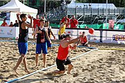 Deutsch: Beachhandball Europameisterschaften 2019 (Beach handball Euro); Tag 1: 2. Juli 2019 – Männer, Vorrunde Gruppe D, Frankreich-Montenegro 2:0 (19:7, 18:9) English: Beach handball Euro; Day 1: 2 July 2019 – Men Preliminary Round Group D – France-Montenegro 2:0 (19:7, 18:9)