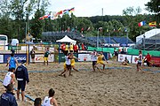 Deutsch: Beachhandball Europameisterschaften 2019 (Beach handball Euro); Tag 1: 2. Juli 2019 – Männer, Vorrunde Gruppe C, Italien-Nordmazedonien 2:1 (12:18, 22:13, 7:6) English: Beach handball Euro; Day 1: 2 July 2019 – Men Preliminary Round Group C – Italy-North Mecedonia 2:1 (12:18, 22:13, 7:6)