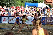 Deutsch: Beachhandball Europameisterschaften 2019 (Beach handball Euro); Tag 4: 5. Juli 2019 – Frauen, Viertelfinale, Spanien-Ungarn 1:2 (14:16, 26:16, 2:5) English: Beach handball Euro; Day 4: 5 July 2019 – Quarter Final Women – Spain-Hungary 1:2 (14:16, 26:16, 2:5)