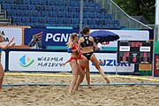 Deutsch: Beachhandball Europameisterschaften 2019 (Beach handball Euro); Tag 5: 6. Juli 2019 – Frauen, Halbfinale, Kroatien-Dänemark 1:2 (12:19, 17:10, 4:7) English: Beach handball Euro; Day 5: 6 July 2019 – Semifinal Men – Croatia-Denmark 1:2 (12:19, 17:10, 4:7)