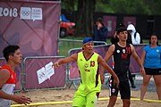 Deutsch: Beachhandball bei den Olympischen Jugendspielen 2018; Tag 5, 10. November 2018; Jungs, Platzierungsrunde - Venezuela-Paraguay 2:0 English: Beach handball at the 2018 Summer Youth Olympics at 11 October 2018 – Boys Consolation Round – Venezuela-Paraguay 2:0