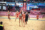 Deutsch: Beachhandball bei den Olympischen Jugendspielen 2018; Tag 5, 10. November 2018; Mädchen, Hauptrunde - Kroatien-Argentinien 1:2 English: Beach handball at the 2018 Summer Youth Olympics at 11 October 2018 – Girls Main Round – Croatia-Argentina 1:2