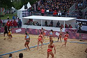 Deutsch: Beachhandball bei den Olympischen Jugendspielen 2018; Tag 5, 10. November 2018; Mädchen, Hauptrunde - Kroatien-Argentinien 1:2 English: Beach handball at the 2018 Summer Youth Olympics at 11 October 2018 – Girls Main Round – Croatia-Argentina 1:2