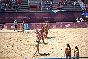 Deutsch: Beachhandball bei den Olympischen Jugendspielen 2018; Tag 4, 10. Oktober 2018; Mädchen, Vorrunde, Gruppe A - Ungarn-Chinese Taipei (Taiwan) 2:0 English: Beach handball at the 2018 Summer Youth Olympics at 10 October 2018 – Girls Preliminary Round Group A‎ – Hungary-Chinese Taipei 2:0