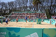 Deutsch: Beachvolleyball bei den Olympischen Jugendspielen 2018; Tag 11, 17. Oktober 2018; Jungen,Finale – Niederlande (Matthew Immers/Yorick de Groot)-Schweden (David Åhman/Jonatan Hellvig) 0:2 (20–22/15–21) English: Beach volleyball at the 2018 Summer Youth Olympics at 17 October 2018 – Final – Netherlands (Matthew Immers/Yorick de Groot)-Sweden (David Åhman/Jonatan Hellvig) 0:2 (20–22/15–21)