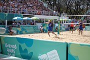 Deutsch: Beachvolleyball bei den Olympischen Jugendspielen 2018; Tag 11, 17. Oktober 2018; Jungen,Finale – Niederlande (Matthew Immers/Yorick de Groot)-Schweden (David Åhman/Jonatan Hellvig) 0:2 (20–22/15–21) English: Beach volleyball at the 2018 Summer Youth Olympics at 17 October 2018 – Final – Netherlands (Matthew Immers/Yorick de Groot)-Sweden (David Åhman/Jonatan Hellvig) 0:2 (20–22/15–21)