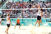 Deutsch: Beachvolleyball bei den Olympischen Jugendspielen 2018; Tag 8, 14. Oktober 2018; Mädchen, Achtelfinale – Mexiko-China 0:2 (15–21/16–21) English: Beach volleyball at the 2018 Summer Youth Olympics at 14 October 2018 – Girls Round of 16 – Mexico-China 0:2 (15–21/16–21)