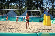 Deutsch: Beachvolleyball bei den Olympischen Jugendspielen 2018; Tag 8, 14. Oktober 2018; Mädchen, Achtelfinale – Bolivien-Puerto Rico 0:2 (18–21/18–21 ) English: Beach volleyball at the 2018 Summer Youth Olympics at 14 October 2018 – Girls Round of 16 – Bolivia-Puerto Rico 0:2 (18–21/18–21 )