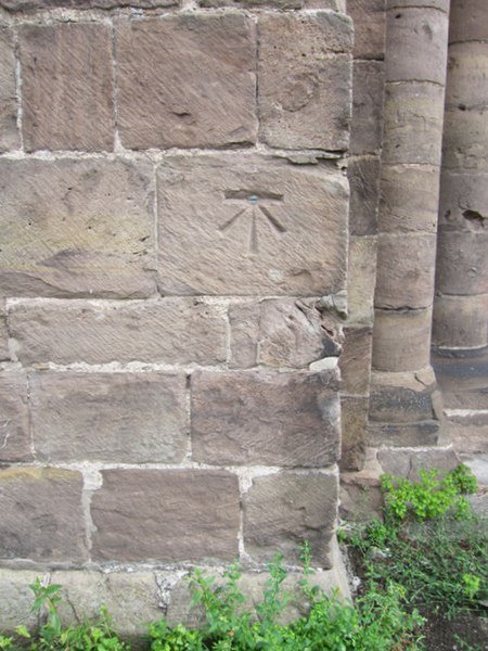 File:Bench mark and bolt on the Priory Church - geograph.org.uk - 2540119.jpg