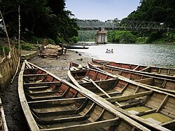 Boats at Ujung Genteng below the Cikaso waterfall