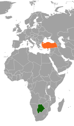 Kaart met locaties van Botswana en Turkije