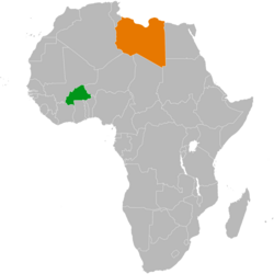Kort, der angiver placeringer i Burkina Faso og Libyen